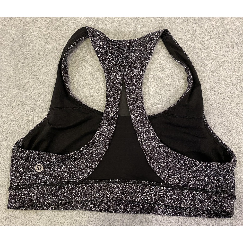 Lululemon Fast Free Bra Sz 10  Nulux Soundwave Alpine White Black
